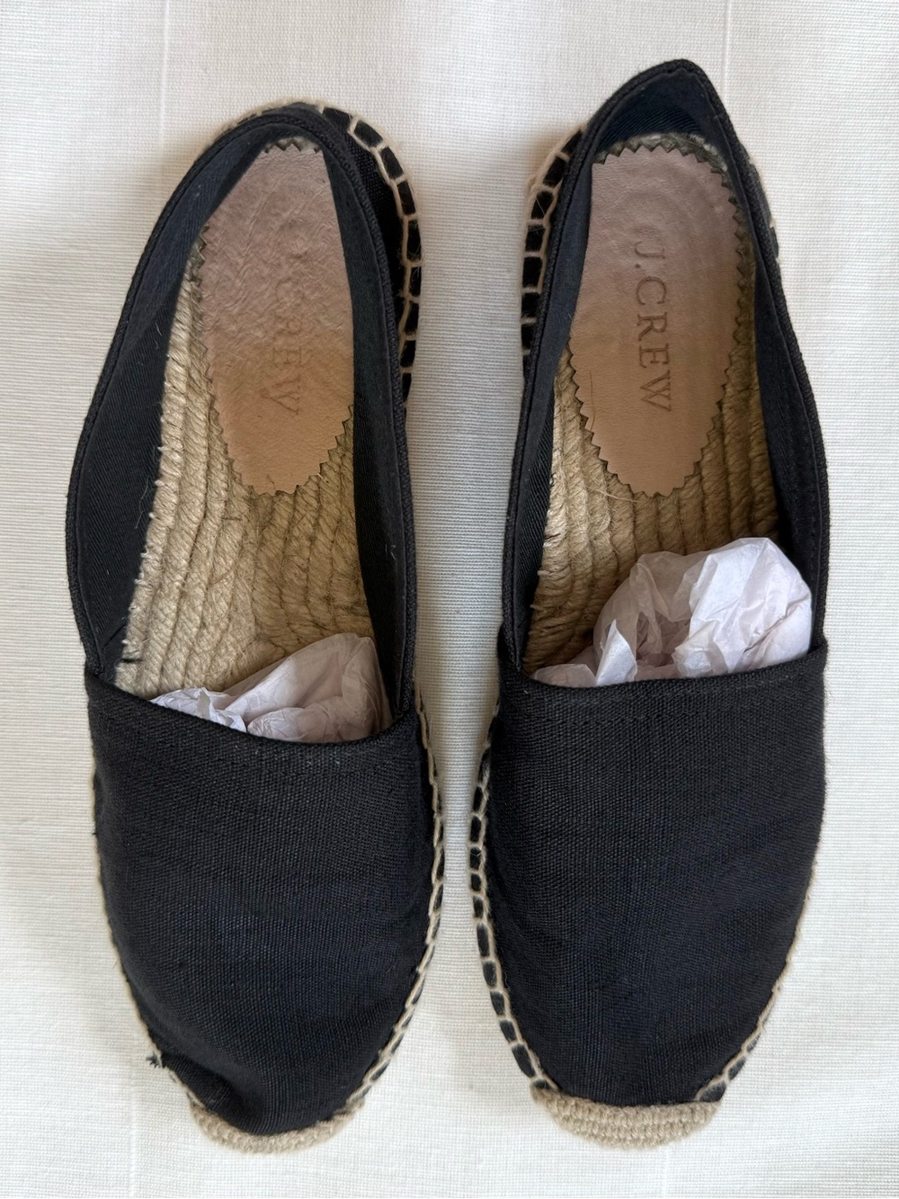 J.CREW Black Canvas Espadrille Flats | Women’s Size 6.5 Slip On Shoes